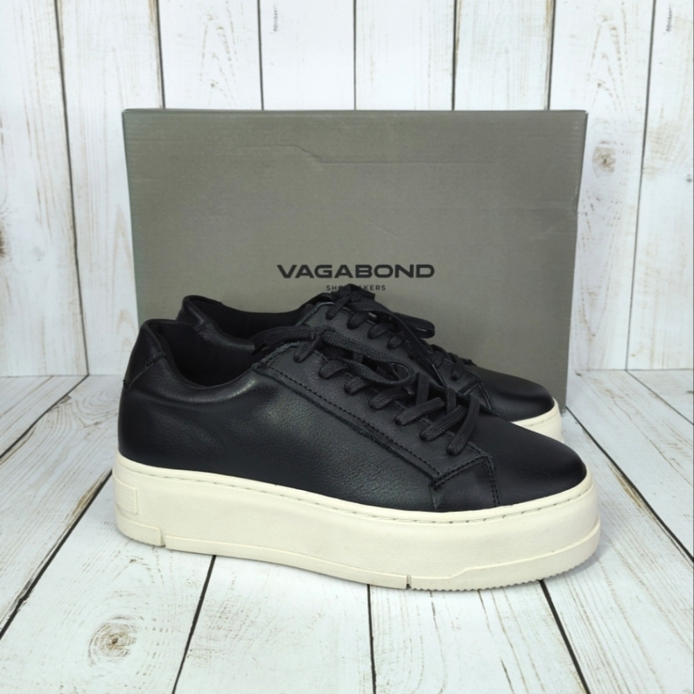 Vagabond Judy Black Leather Platform Sneakers - Picture 2 of 13